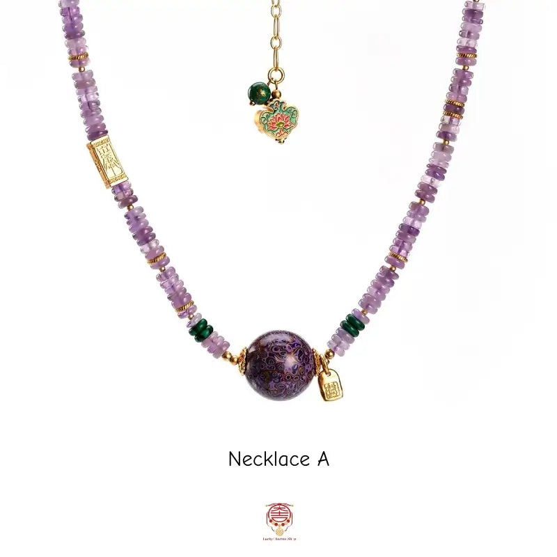 Intangible Heritage Lacquer Bead & Rose Pink Quartz Bracelet & Necklace