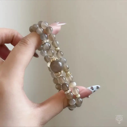 Silky Milk Tea Moonstone Double-Wrap Gemstone Bracelet