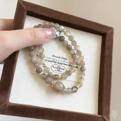 Silky Milk Tea Moonstone Double-Wrap Gemstone Bracelet