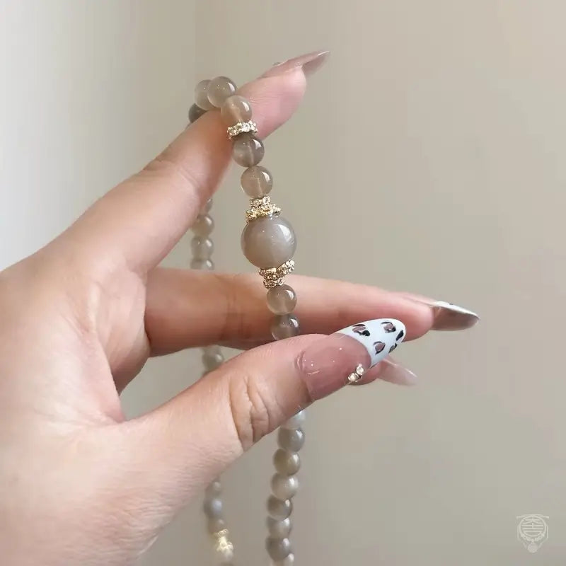 Silky Milk Tea Moonstone Double-Wrap Gemstone Bracelet