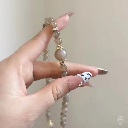 Silky Milk Tea Moonstone Double-Wrap Gemstone Bracelet