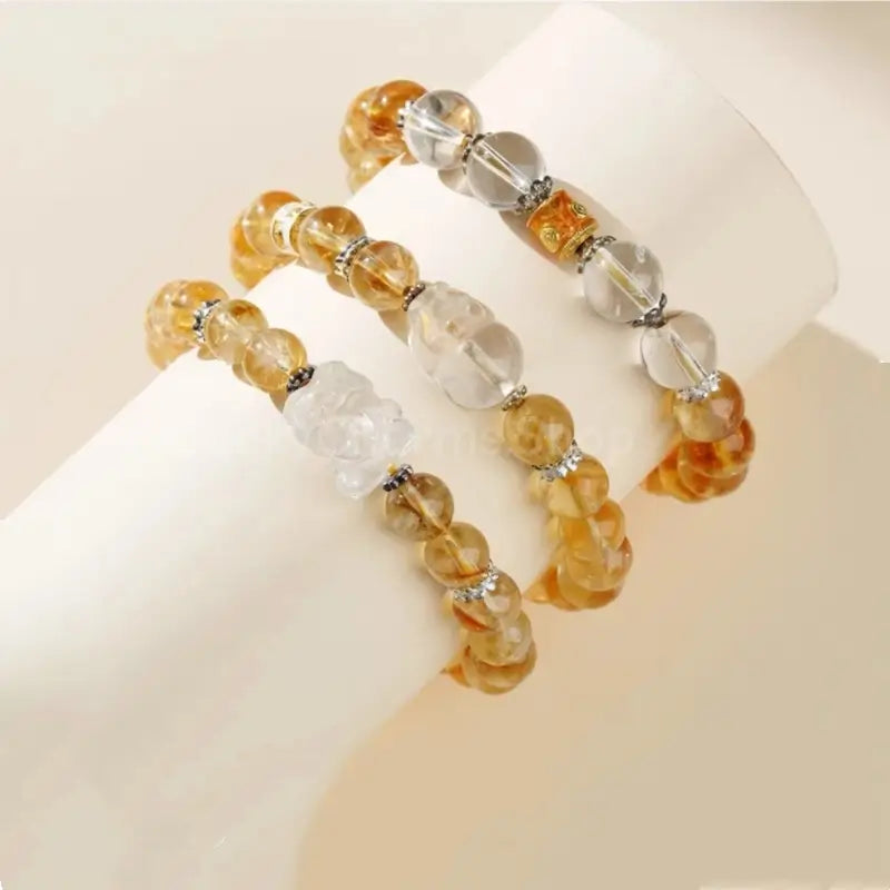 Citrine & Clear Quartz Pi Xiu Bracelet - Potala Palace Blessed Wealth Strand