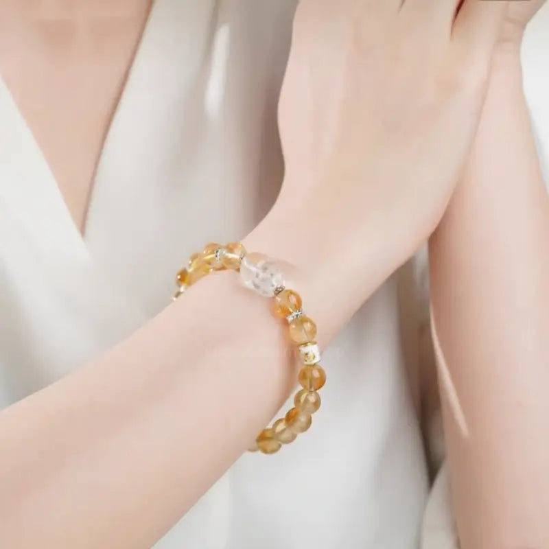 Citrine & Clear Quartz Pi Xiu Bracelet - Potala Palace Blessed Wealth Strand