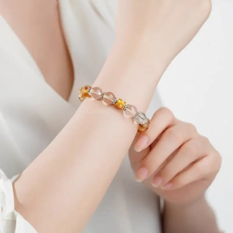 Citrine & Clear Quartz Pi Xiu Bracelet - Potala Palace Blessed Wealth Strand