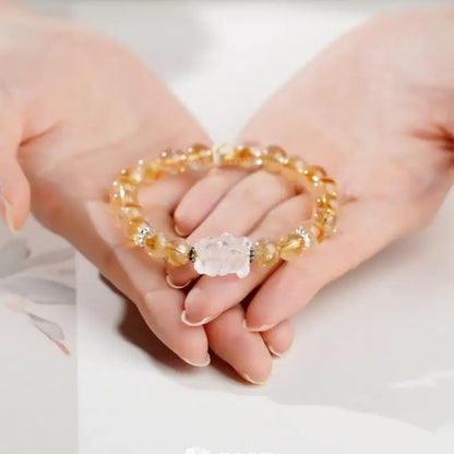 Citrine & Clear Quartz Pi Xiu Bracelet - Potala Palace Blessed Wealth Strand