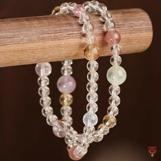 Natural Clear Quartz & Multi-Gemstone Double-Wrap Bracelet