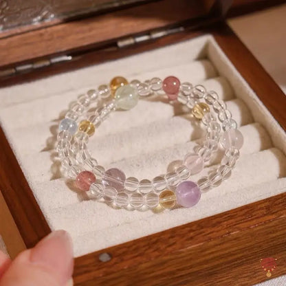 Natural Clear Quartz & Multi-Gemstone Double-Wrap Bracelet