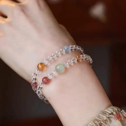 Natural Clear Quartz & Multi-Gemstone Double-Wrap Bracelet