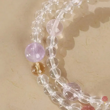 Natural Clear Quartz & Multi-Gemstone Double-Wrap Bracelet