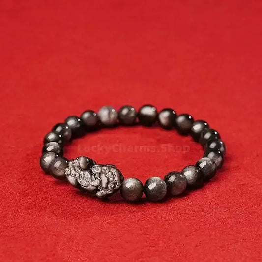Natural Obsidian PIXIU Wealth-Attracting Men's Beaded Bracelet-LuckyCharms.Shop