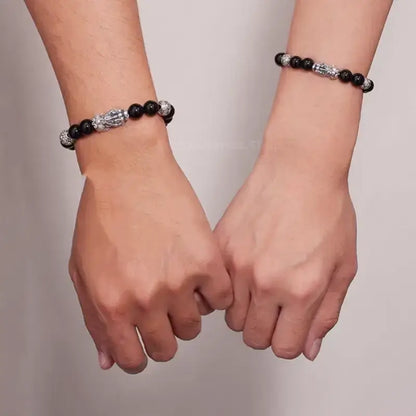925 Silver Pixiu Coin Bead Couple Bracelets | Natural Obsidian, Sunstone & Tiger's Eye, Elastic Design-LuckyCharms.Shop