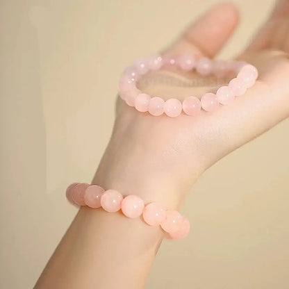 Natural Pink Rose Quartz Fortune & Love Beaded Bracelet-LuckyCharms.Shop