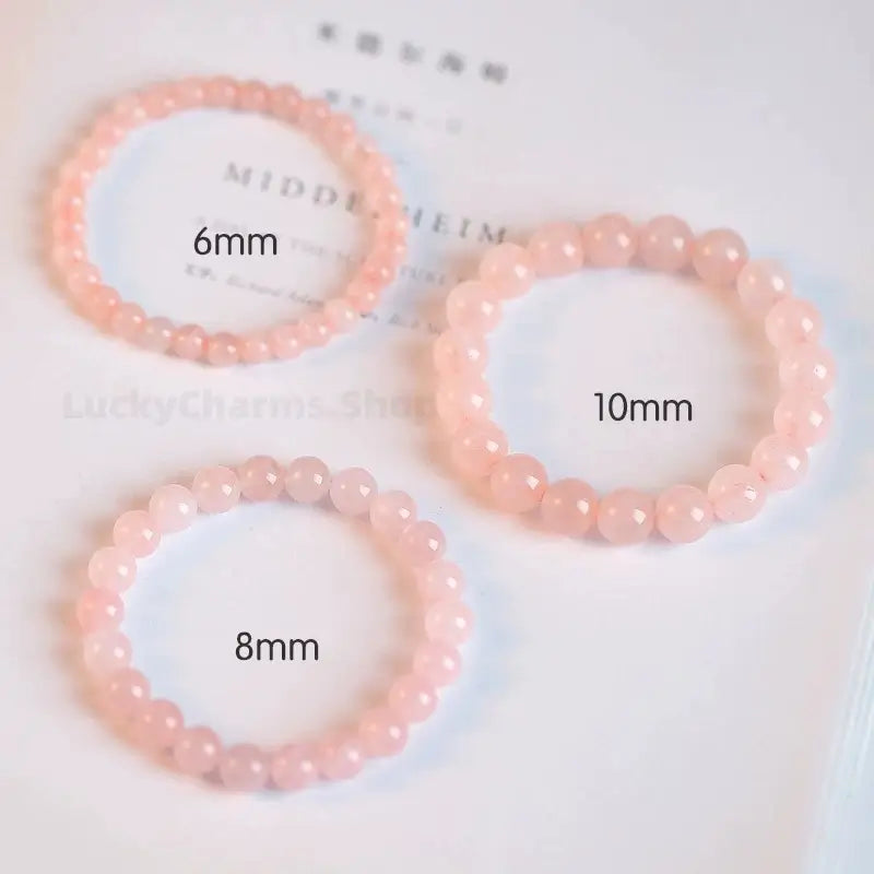 Natural Pink Rose Quartz Fortune & Love Beaded Bracelet-LuckyCharms.Shop