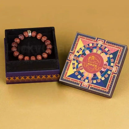 Red Sandalwood Carved Six-Syllable Mantra Men's Enpowered Bracelet-LuckyCharms.Shop