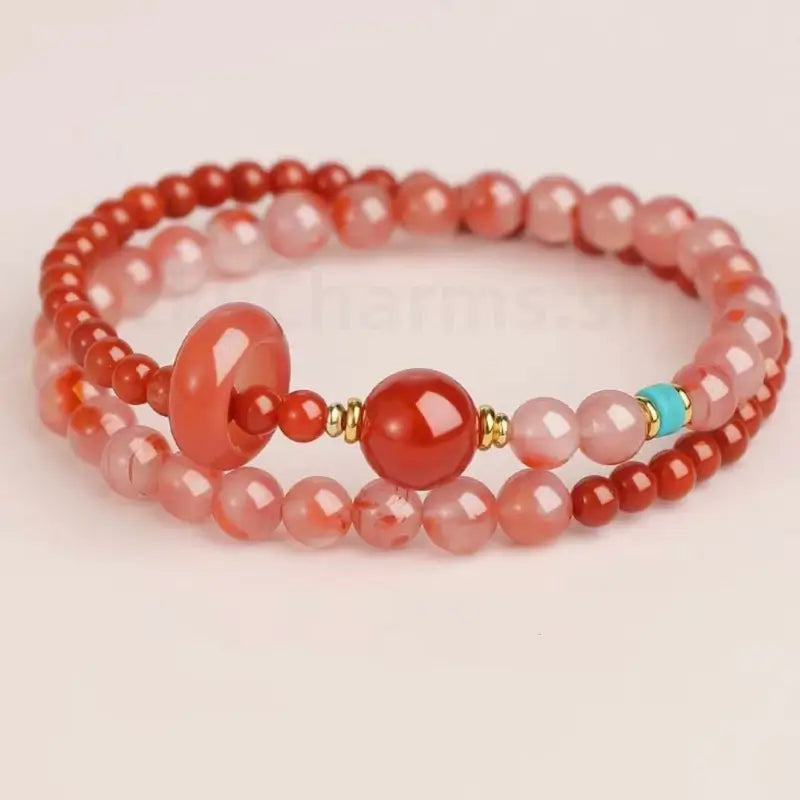 Natural Southern Red Agate Multi-strand Beaded Bracelet for Love-LuckyCharms.Shop