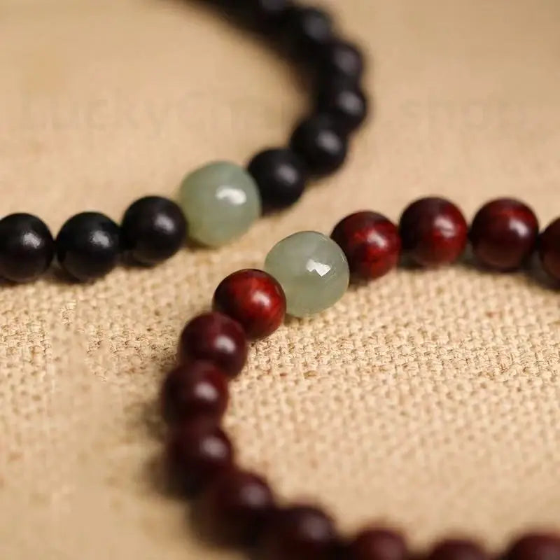 Hetian Jade Guru Bead Sandalwood Beaded Bracelet For Luck Wealth Success-LuckyCharms.Shop