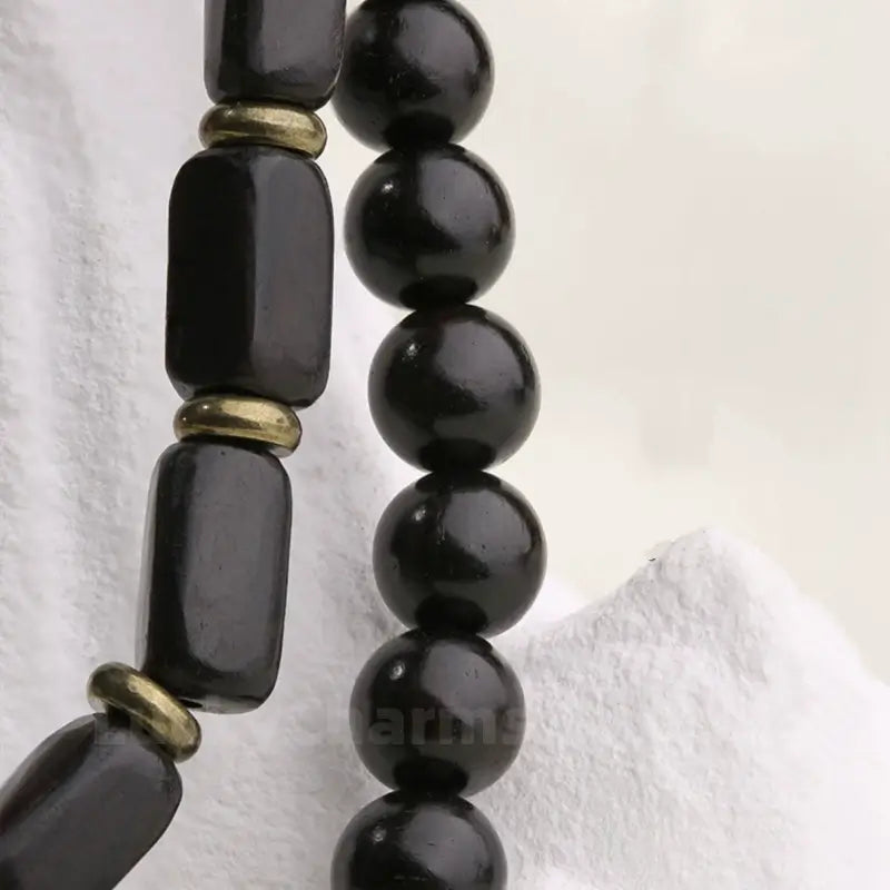 Potala Palace Enpowered Ebony Wood Three-Eyed Dzi Bead Prayer Bracelet-LuckyCharms.Shop