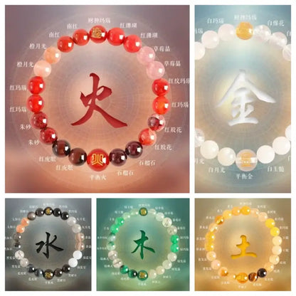 Natural Crystal WuXing Five Elements Deficiency Supplementing Blessing Bracelet-LuckyCharms.Shop