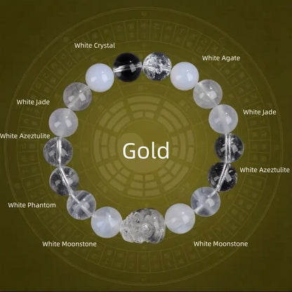 Natural Crystal PiXiu Five Elements Balance Energy Single-Loop Bracelet | Authentic Crystal PiXiu, Wealth-Attracting & Energy Harmonizing