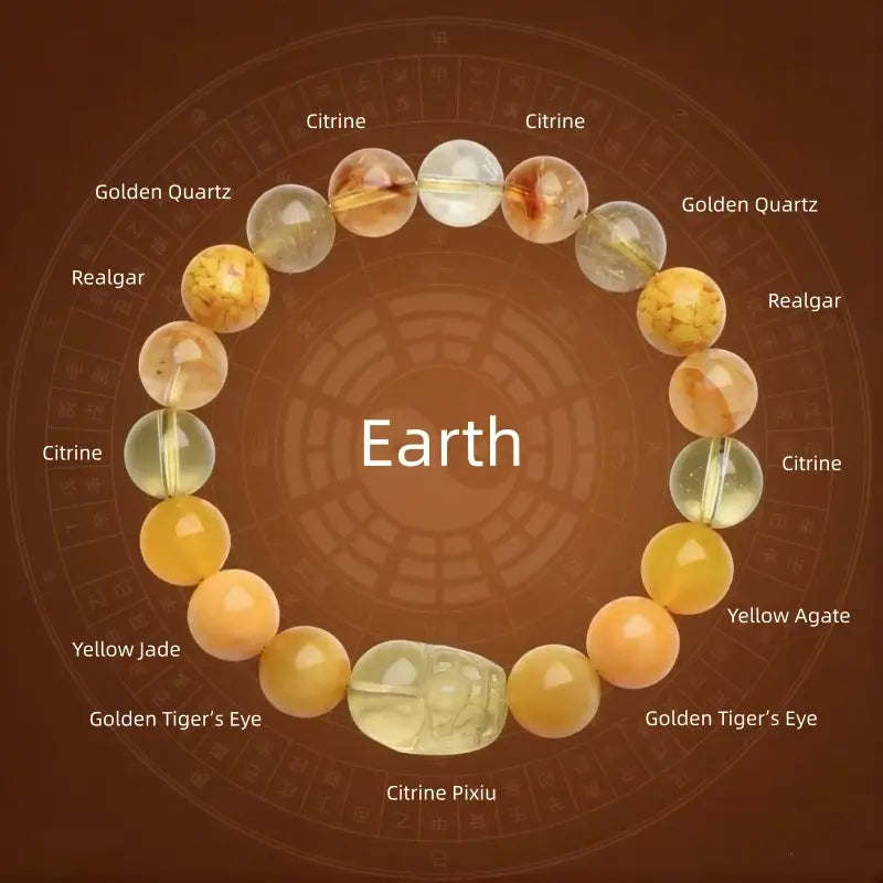 Natural Crystal PiXiu Five Elements Balance Energy Single-Loop Bracelet | Authentic Crystal PiXiu, Wealth-Attracting & Energy Harmonizing