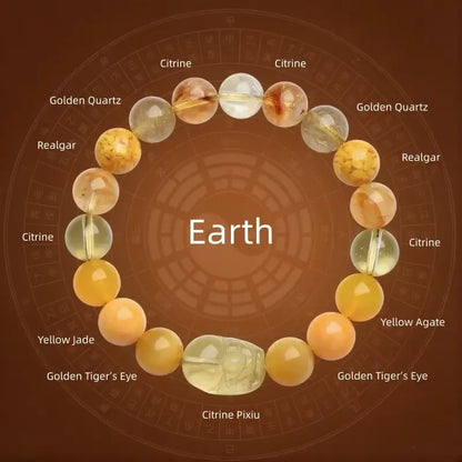 Natural Crystal PiXiu Five Elements Balance Energy Single-Loop Bracelet | Authentic Crystal PiXiu, Wealth-Attracting & Energy Harmonizing