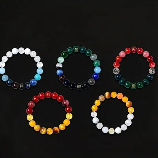 五行バランス天然水晶ブレスレット｜エネルギーを補完する、手作りヒーリングラッキーチャーム