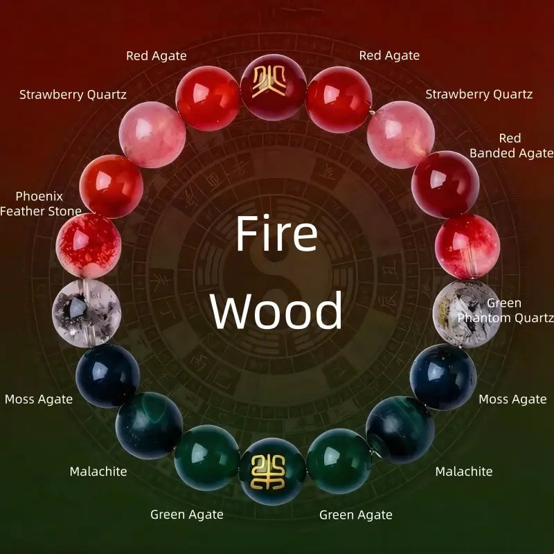 五行バランス天然水晶ブレスレット｜エネルギーを補完する、手作りヒーリングラッキーチャーム