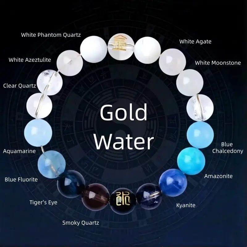 五行バランス天然水晶ブレスレット｜エネルギーを補完する、手作りヒーリングラッキーチャーム