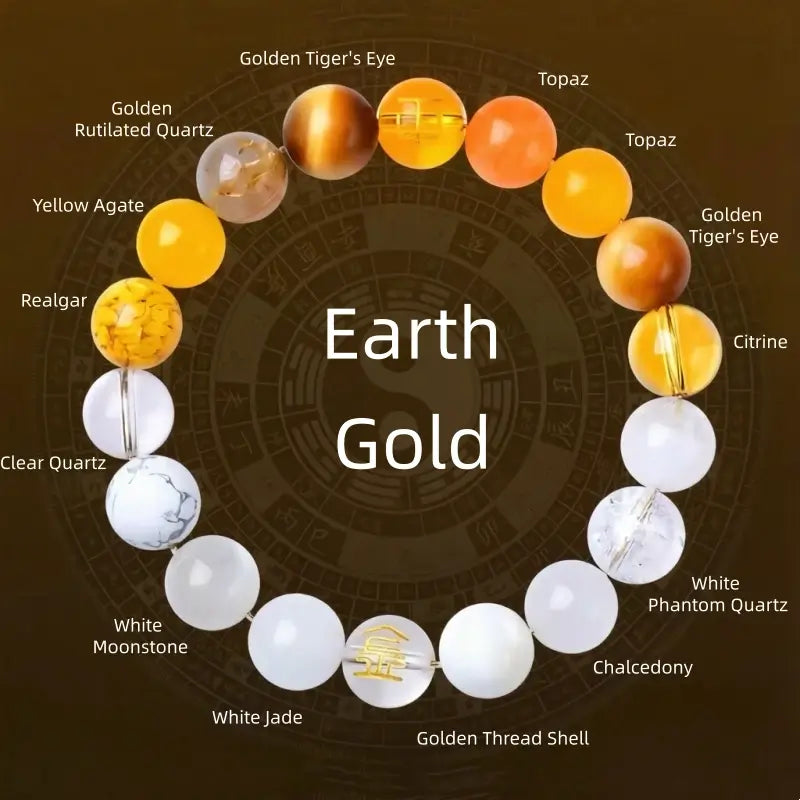 五行バランス天然水晶ブレスレット｜エネルギーを補完する、手作りヒーリングラッキーチャーム