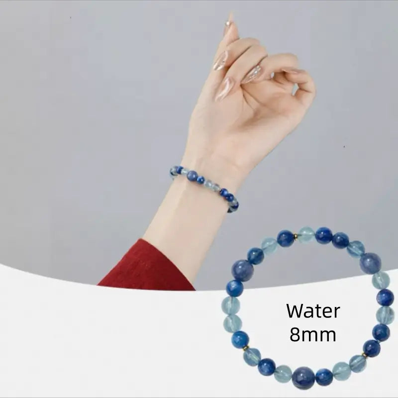 五行天然宝水晶ブレスレット｜8mmヒーリングチャクラビーズ、18Kゴールドアクセント、エネルギーバランス風水ジュエリー
