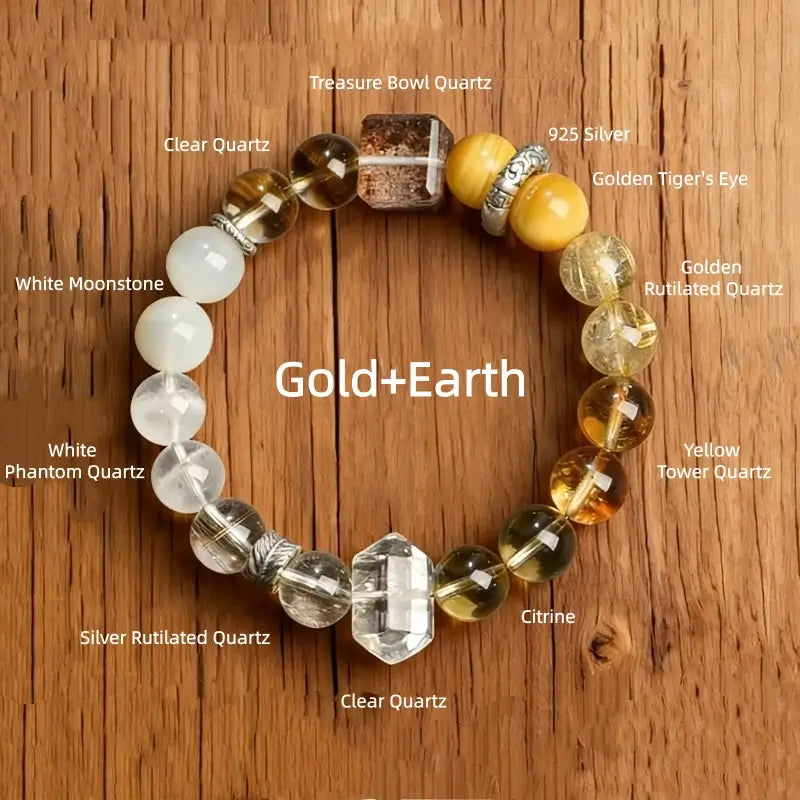 Bracelet en cristal des cinq éléments, trésor naturel béni | Mont Sanqing taoïste, cercle unique de 10 mm, pointe de quartz clair