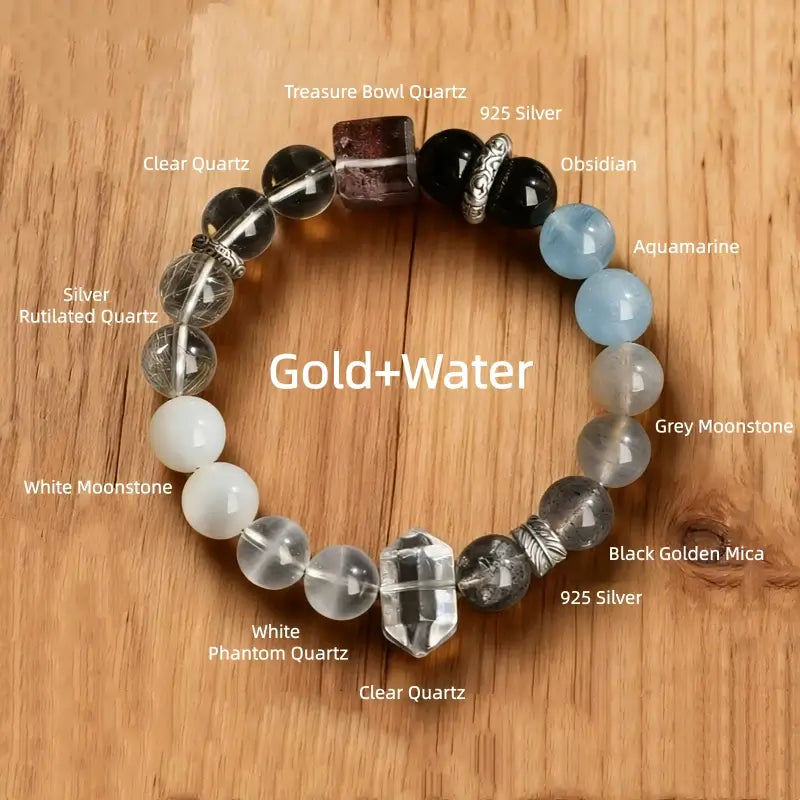 Bracelet en cristal des cinq éléments, trésor naturel béni | Mont Sanqing taoïste, cercle unique de 10 mm, pointe de quartz clair