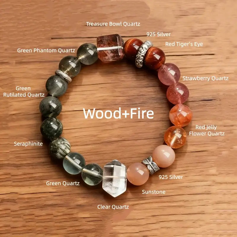 Bracelet en cristal des cinq éléments, trésor naturel béni | Mont Sanqing taoïste, cercle unique de 10 mm, pointe de quartz clair