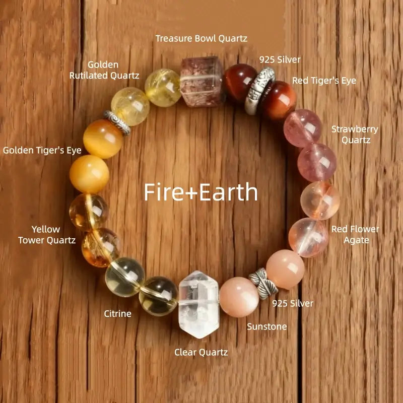 Bracelet en cristal des cinq éléments, trésor naturel béni | Mont Sanqing taoïste, cercle unique de 10 mm, pointe de quartz clair