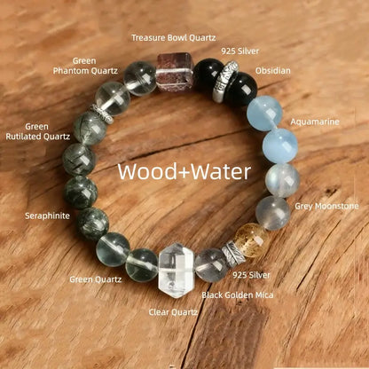 Bracelet en cristal des cinq éléments, trésor naturel béni | Mont Sanqing taoïste, cercle unique de 10 mm, pointe de quartz clair