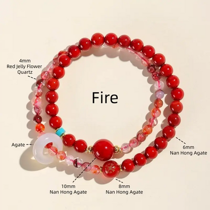 Bracelet double tour en cristal naturel dégradé des cinq éléments bénis du Mont Putuo