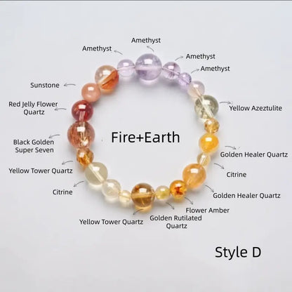 Natural Crystal Mixed Size Beads Five Elements Energy Balance Single-Loop Bracelet