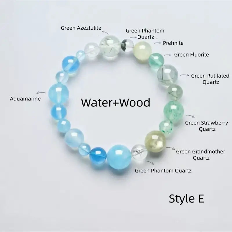 Natural Crystal Mixed Size Beads Five Elements Energy Balance Single-Loop Bracelet