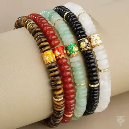 Five Elements Lava Rock Abacus Bead Bracelet - Crystal & Lava Strand