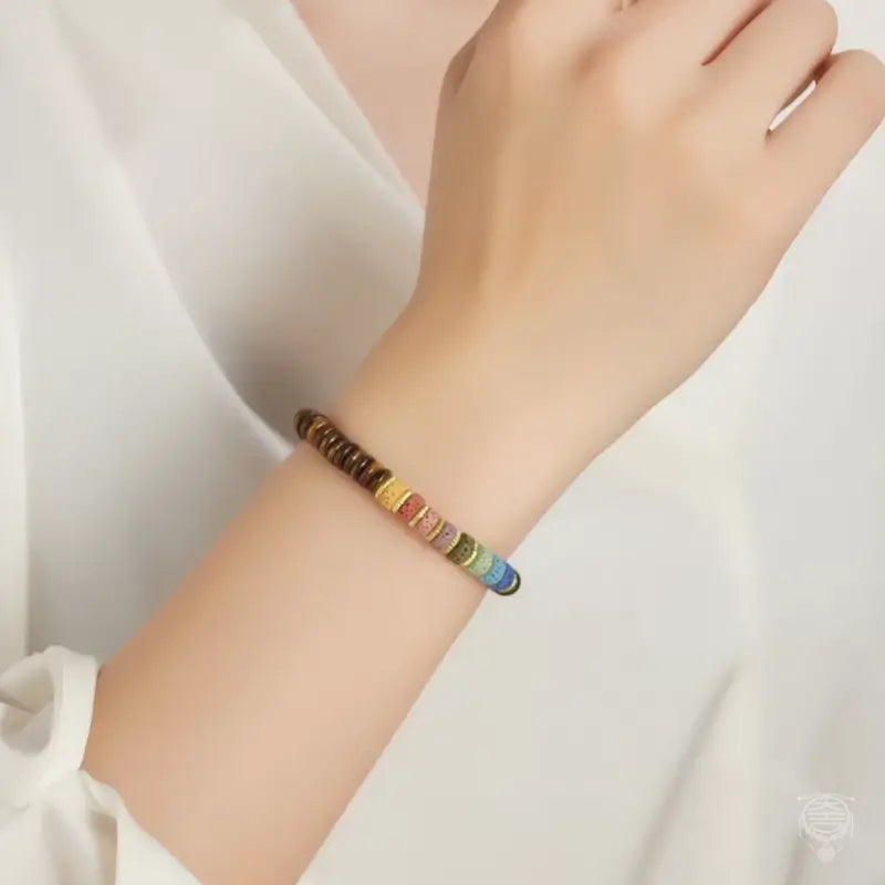 Five Elements Lava Rock Abacus Bead Bracelet - Crystal & Lava Strand