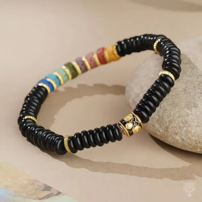 Five Elements Lava Rock Abacus Bead Bracelet - Crystal & Lava Strand