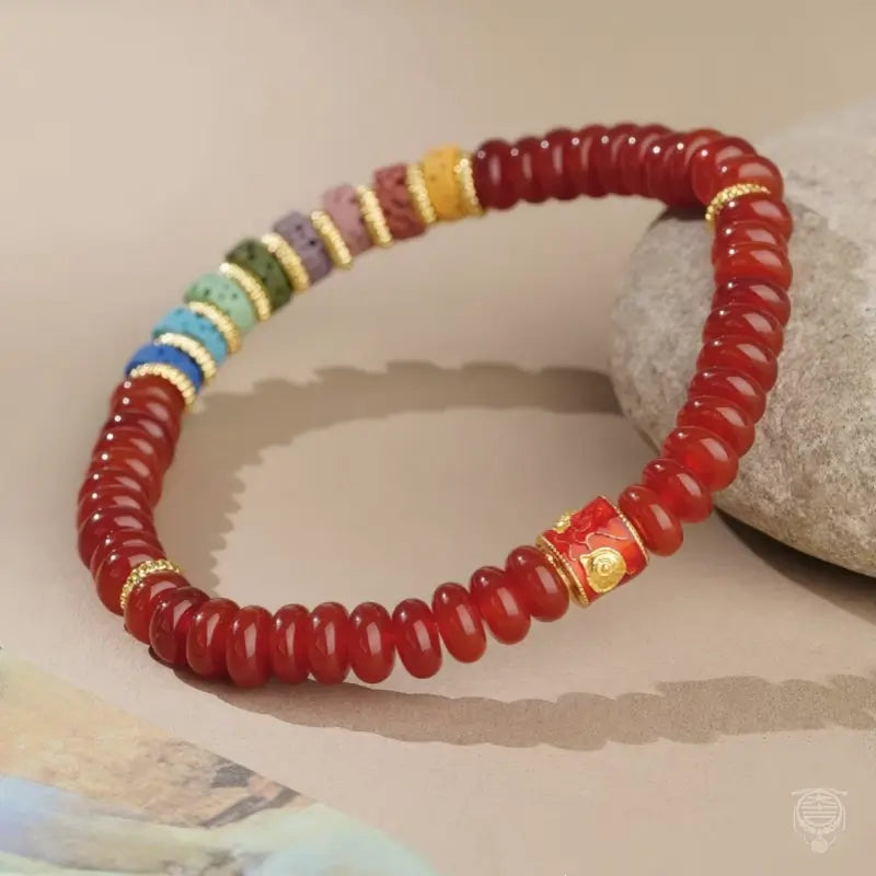 Five Elements Lava Rock Abacus Bead Bracelet - Crystal & Lava Strand