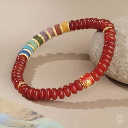 Five Elements Lava Rock Abacus Bead Bracelet - Crystal & Lava Strand