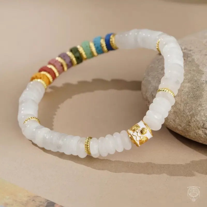 Five Elements Lava Rock Abacus Bead Bracelet - Crystal & Lava Strand