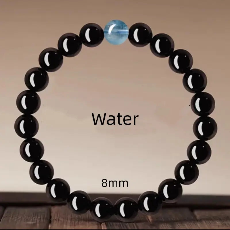 Bracelet porte-bonheur en obsidienne naturelle, cristal des cinq éléments, à boucle unique | Cristaux naturels, protection et chance pour femmes