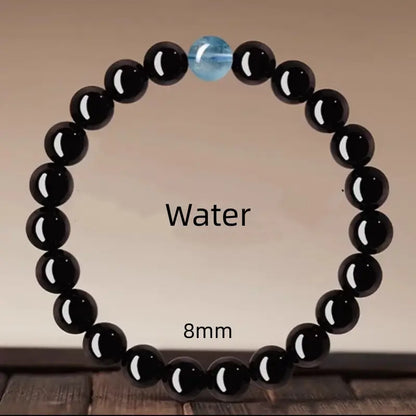 Bracelet porte-bonheur en obsidienne naturelle, cristal des cinq éléments, à boucle unique | Cristaux naturels, protection et chance pour femmes