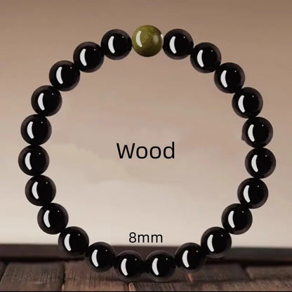 Bracelet porte-bonheur en obsidienne naturelle, cristal des cinq éléments, à boucle unique | Cristaux naturels, protection et chance pour femmes