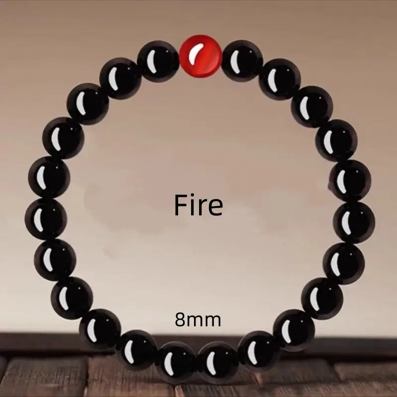 Bracelet porte-bonheur en obsidienne naturelle, cristal des cinq éléments, à boucle unique | Cristaux naturels, protection et chance pour femmes