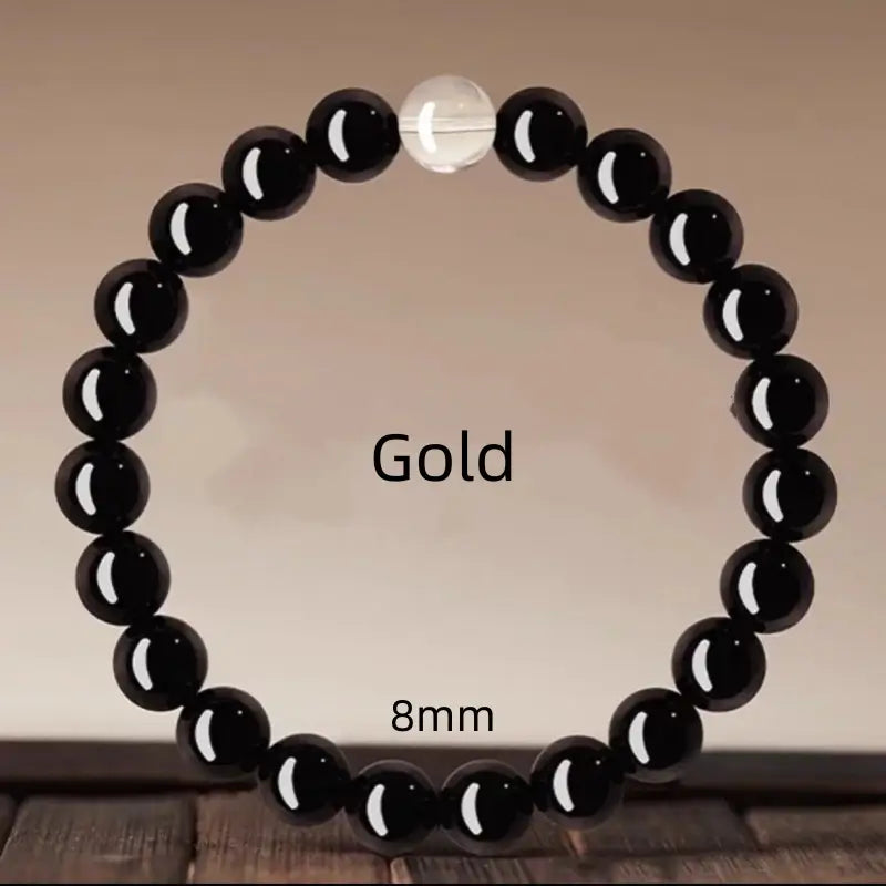 Bracelet porte-bonheur en obsidienne naturelle, cristal des cinq éléments, à boucle unique | Cristaux naturels, protection et chance pour femmes