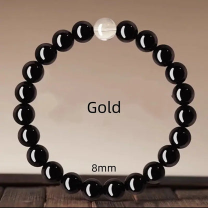 Bracelet porte-bonheur en obsidienne naturelle, cristal des cinq éléments, à boucle unique | Cristaux naturels, protection et chance pour femmes